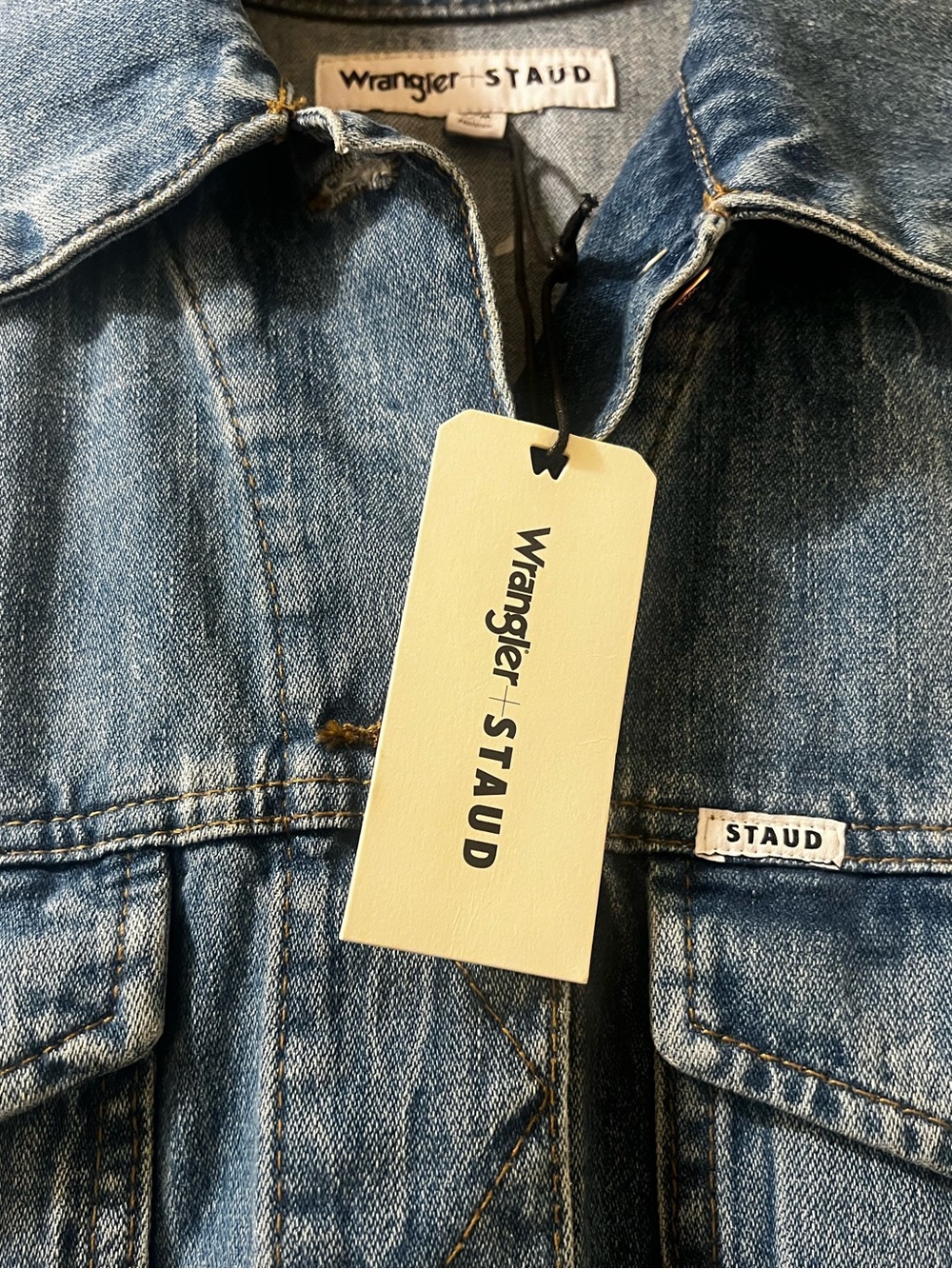 Staud Wrangler The Biggest Jean Denim Trucker Jacket New S M 90s Y2K Oversized - Picture 6 of 15